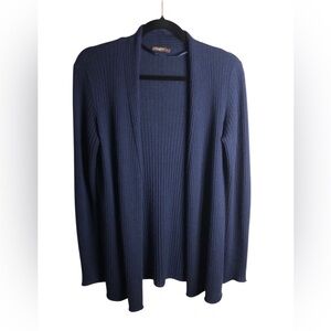 J. McLaughlin Cashmere Addilyn Deep Blue Ribbed Olen Front Cardigan